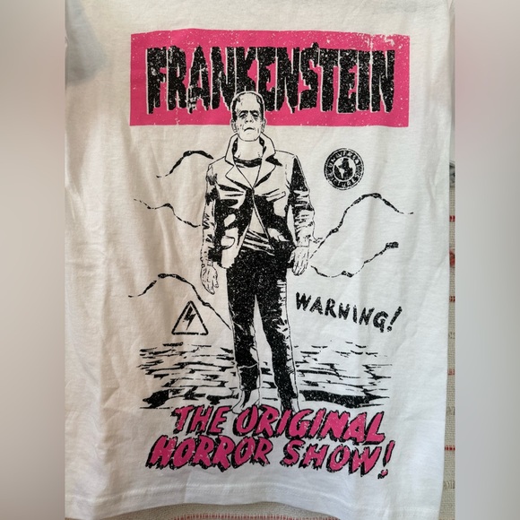 Universal Frankenstein Graphic Tee - White and Pink NWOT - Picture 2 of 4